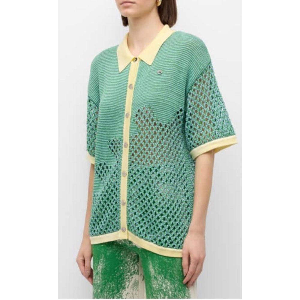 PH5  Olivia Crochet Oversized Shirt in Teal Blast Size Medium